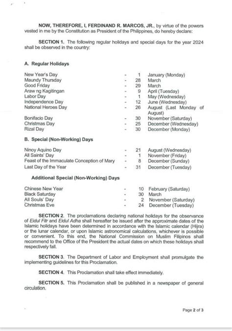 malacanang announcement|Palace bares list of holidays for 2024 .